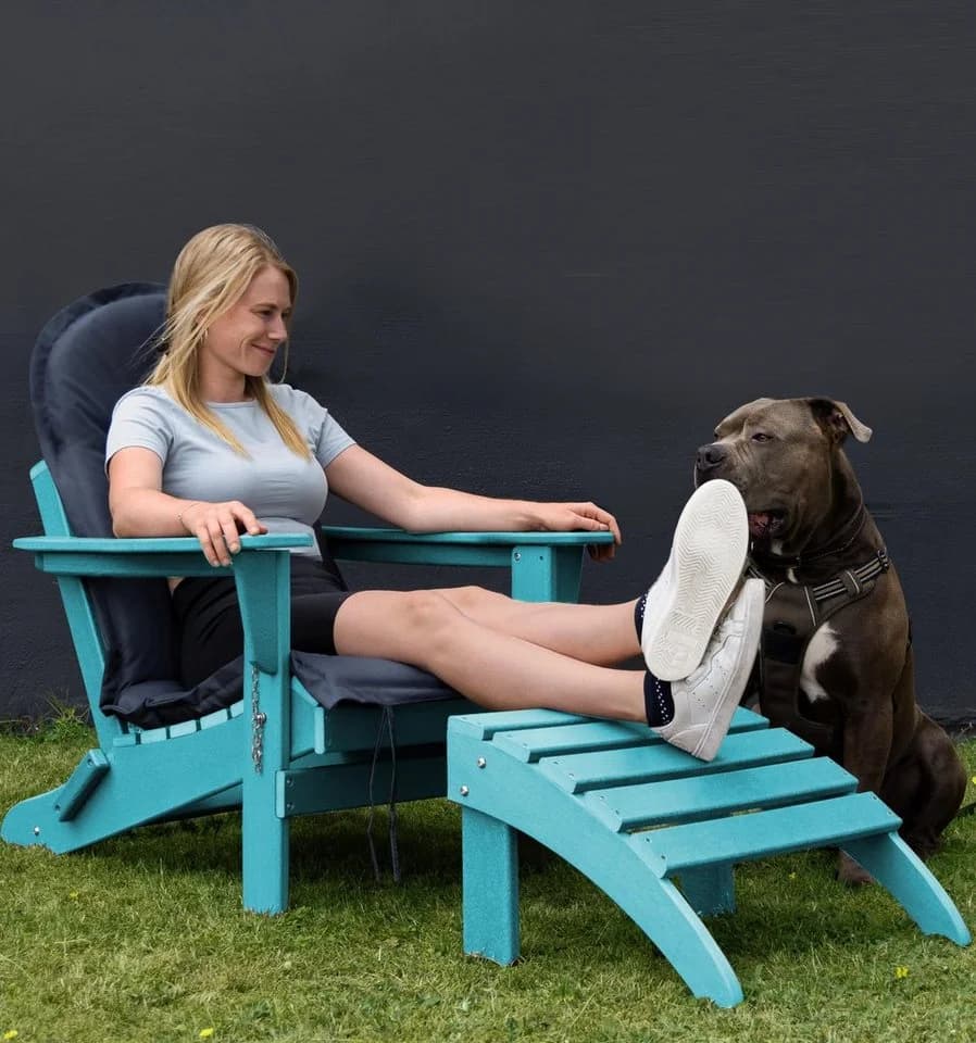 Aspero Adirondack Gartenstuhl Türkis Klappbar HDPE - Bild 5