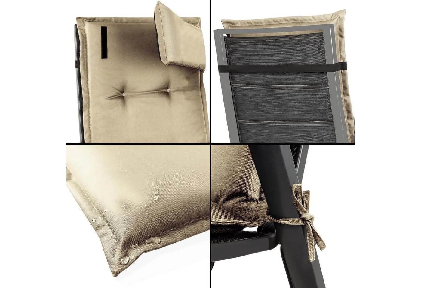 Aspero Hochlehnerauflage Palermo Set 2 Stuhlkissen Beige Wasserdicht