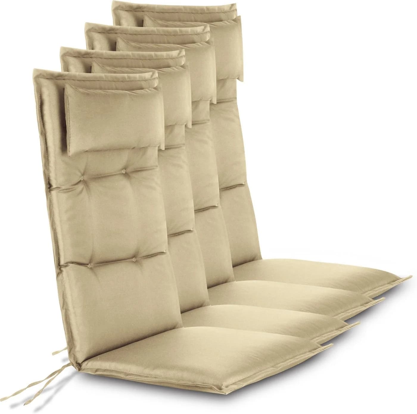 Aspero Hochlehnerauflage Palermo Set 4 Stuhlkissen Beige Wasserdicht - Bild 2