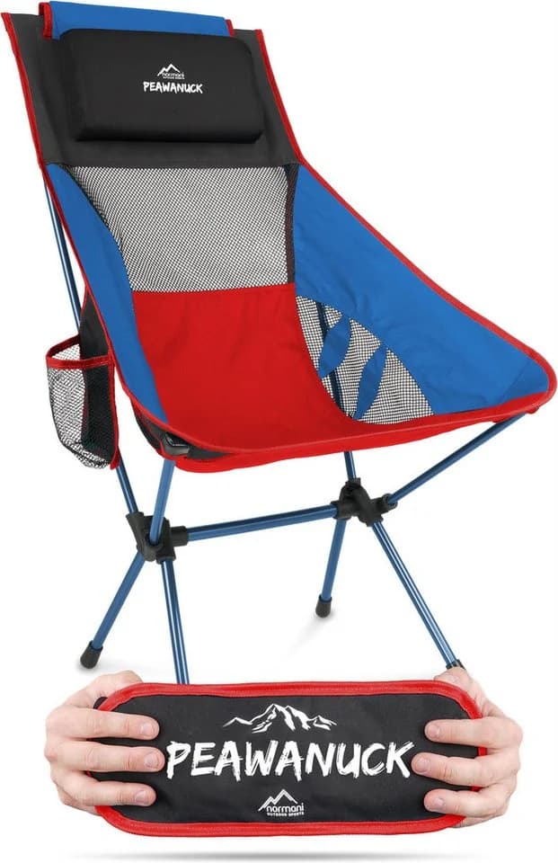 normani Peawanuck Ultraleichter Campingstuhl Blau/Rot mit Kopfkissen - Bild 2