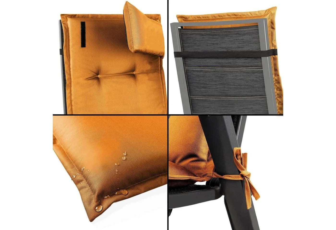 Aspero Hochlehnerauflage Palermo Set 2x Orange Grau Wasserdicht