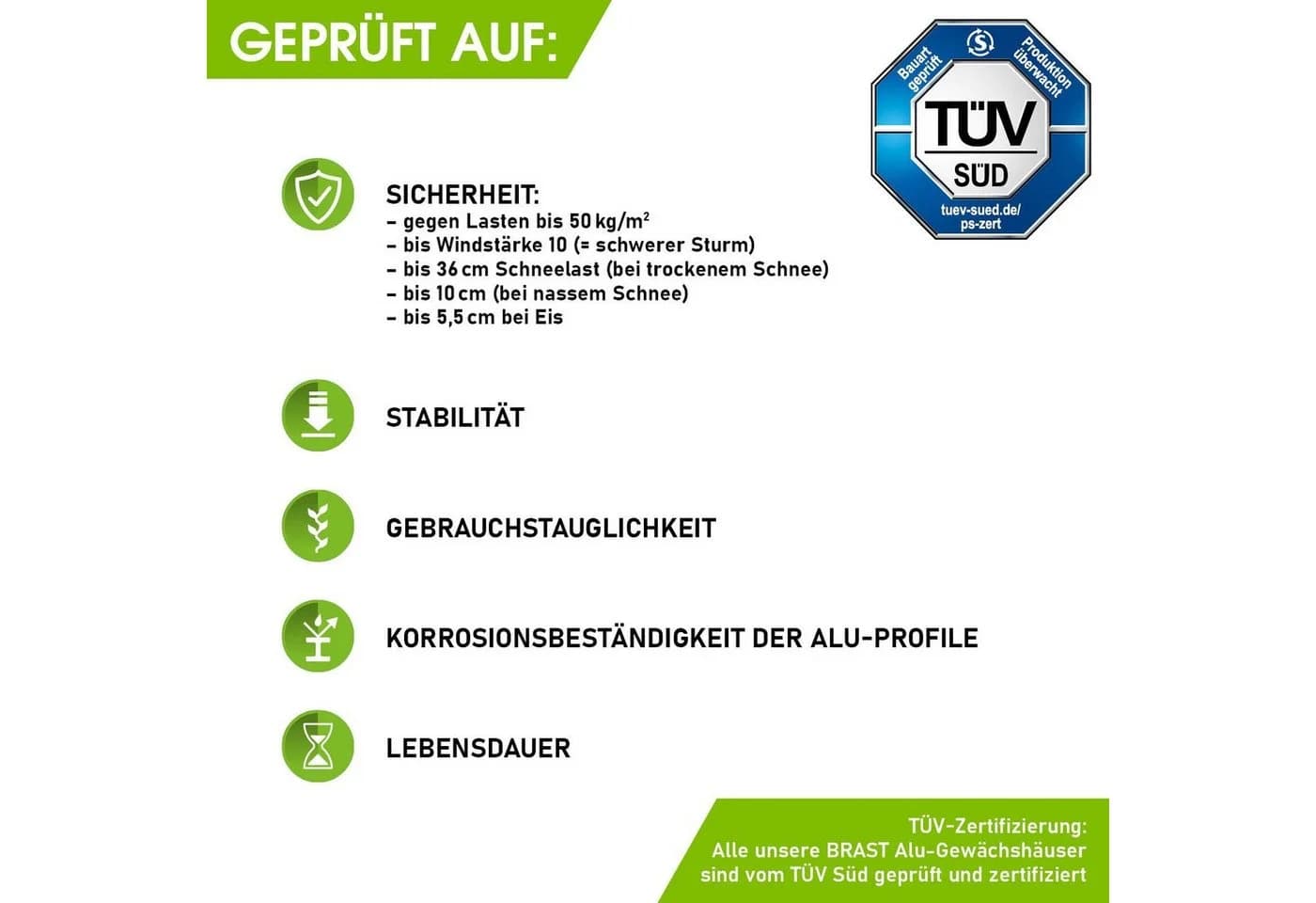 BRAST Gewächshaus Aluminium 190x190x195cm TÜV-geprüft - Bild 3