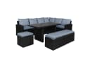 BRAST Garten-Essgruppe ECO 9-tlg. Schwarz/Blau Polyrattan mit Kissen Bild 2