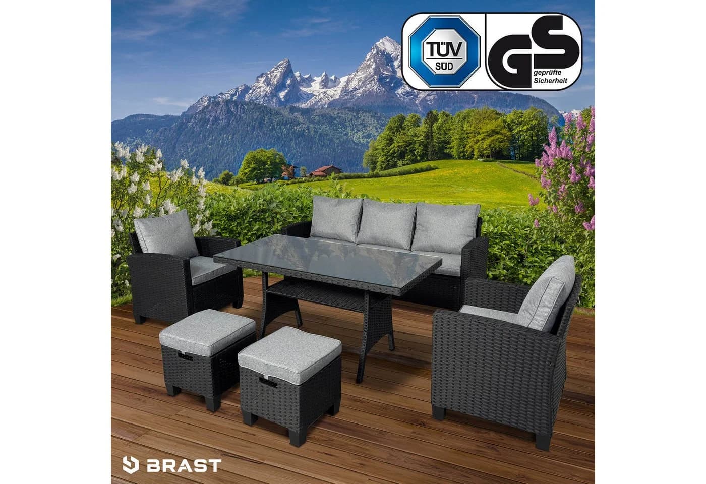 BRAST Gartenlounge-Set Delight bis zu 7 Personen TÜV-geprüft