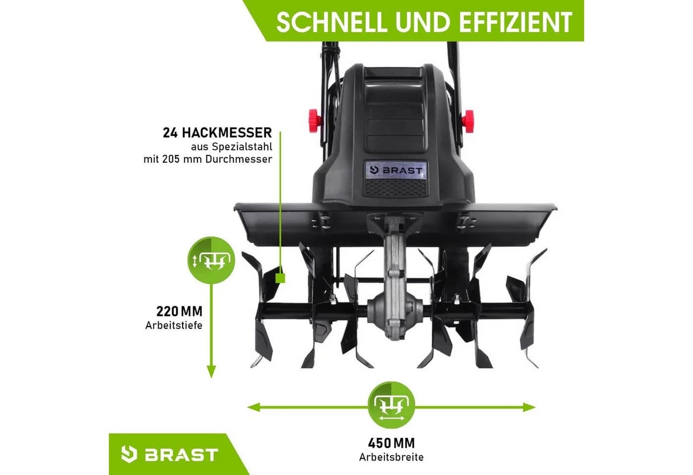BRAST Elektro Motorhacke 1500W Gartenfräse mit 45cm Arbeitsbreite - Bild 5