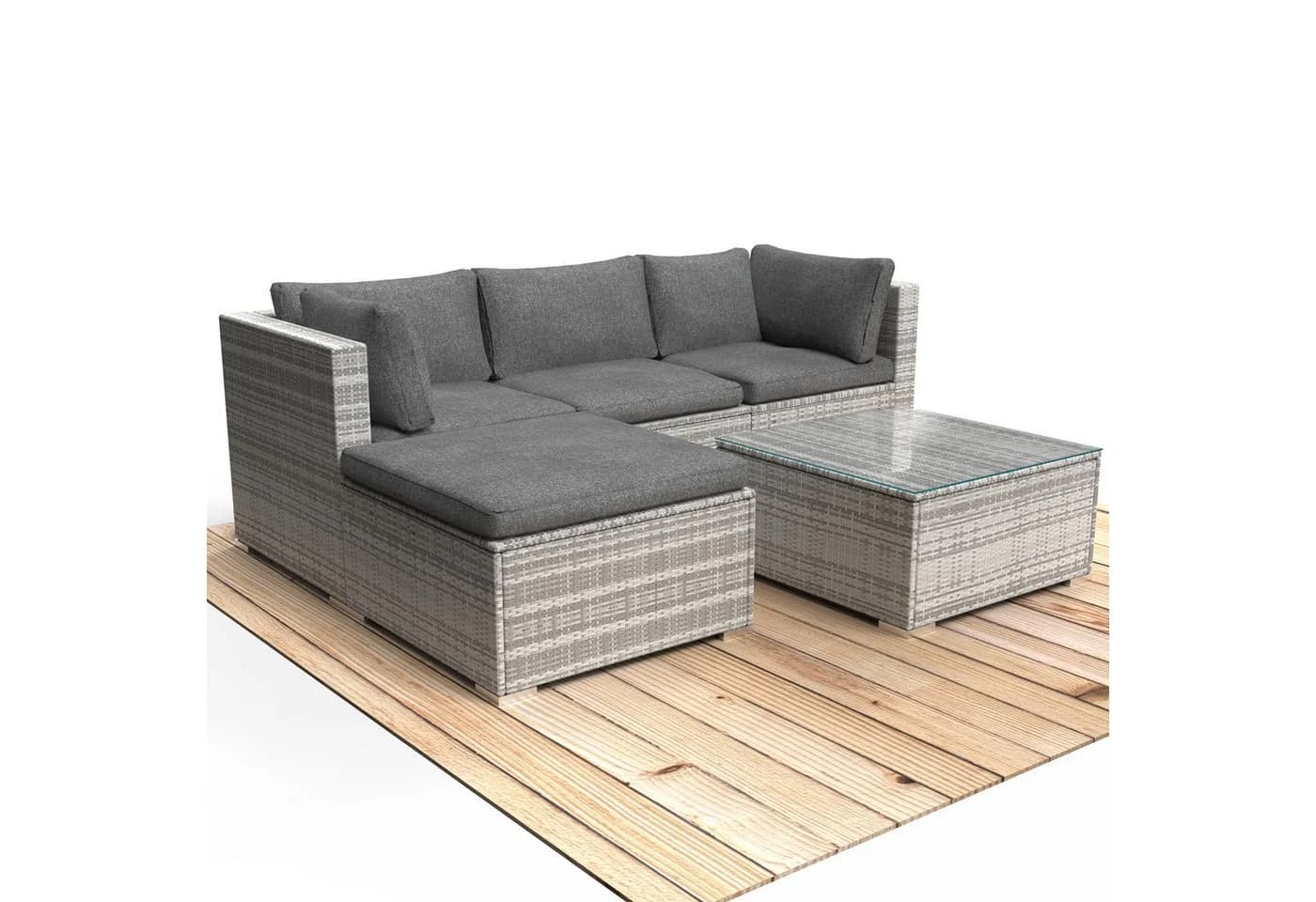BRAST Gartenlounge-Set Royal Grau 4-tlg. mit Polyrattan & Aluminium - Bild 2