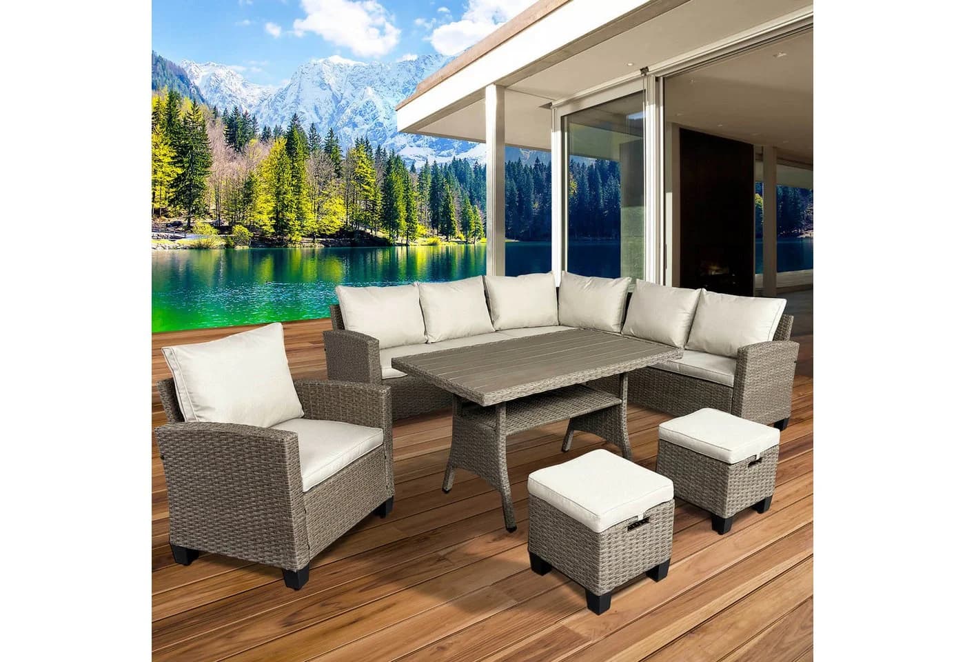 BRAST Gartenlounge-Set Hacienda 10-tlg. Polyrattan Braun/Beige - Bild 2