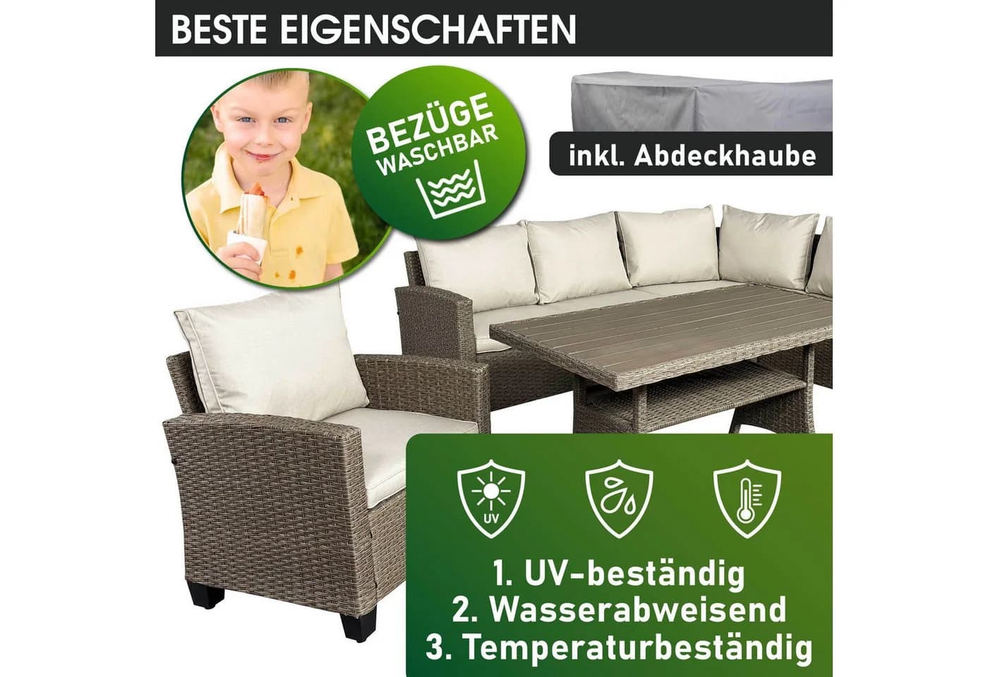 BRAST Gartenlounge-Set Hacienda 10-tlg. Polyrattan Braun/Beige - Bild 4