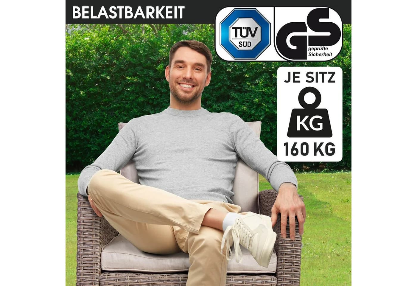 BRAST Gartenlounge-Set Hacienda 10-tlg. Polyrattan Braun/Beige - Bild 5