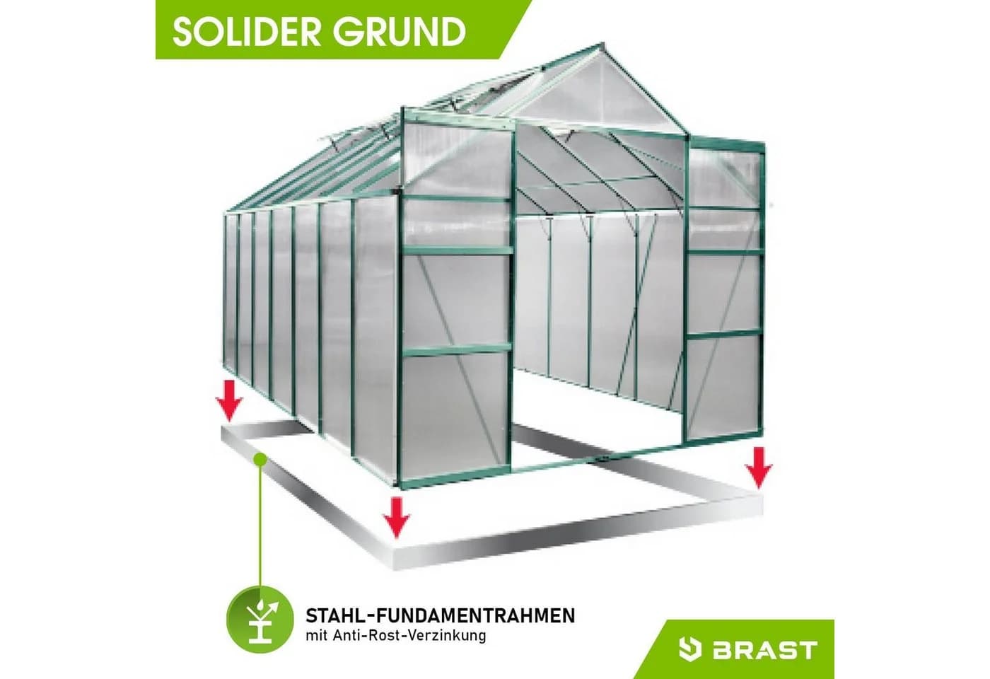 BRAST Gewächshaus ALU mit Fundament TÜV geprüft wetterfest - Bild 4