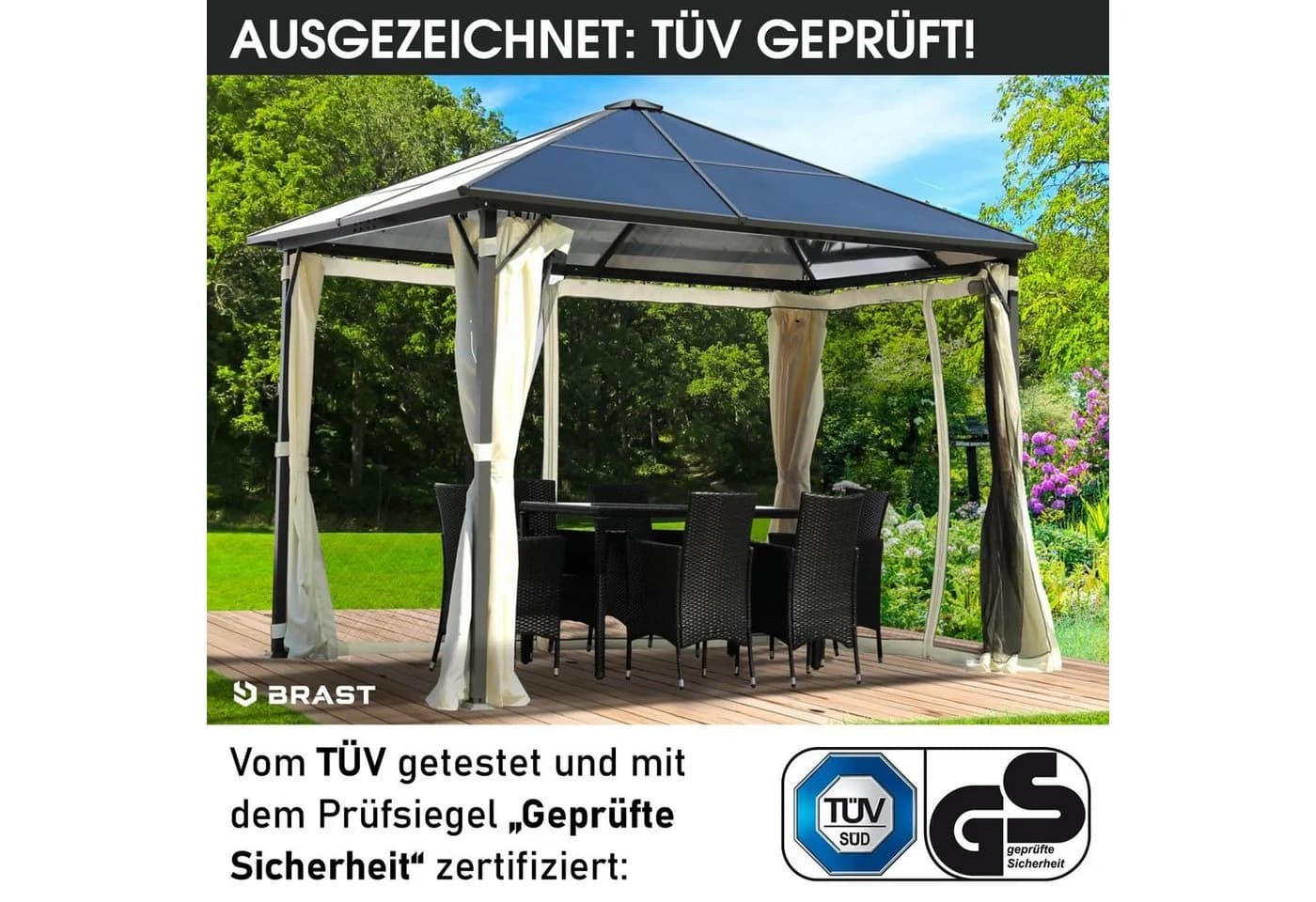 BRAST Pavillon Summerdream Aluminium 3x3m mit LED & Moskitonetz - Bild 4
