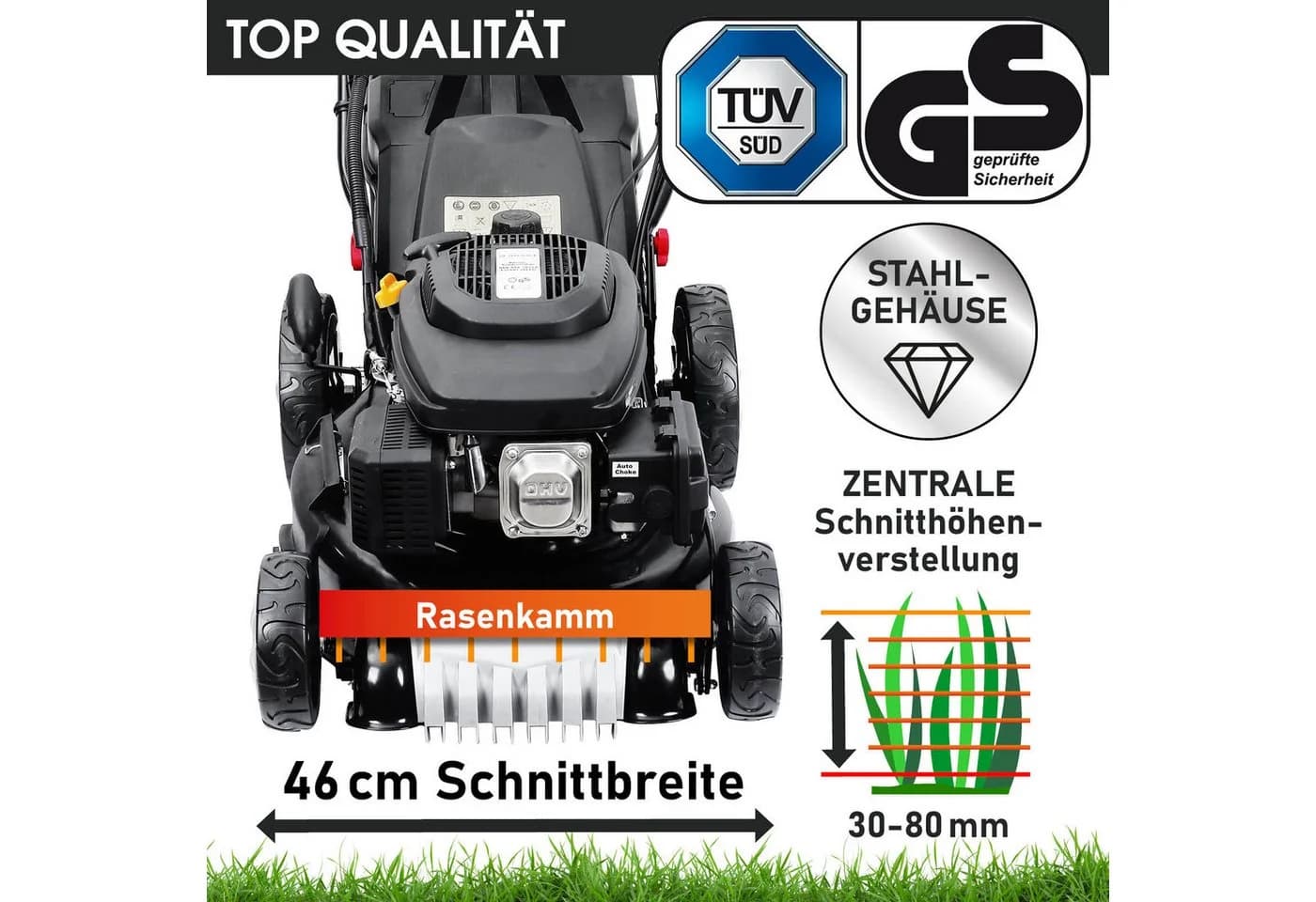 BRAST Benzinrasenmäher 3,5kW Elektrostart 46cm Schnittbreite - Bild 4