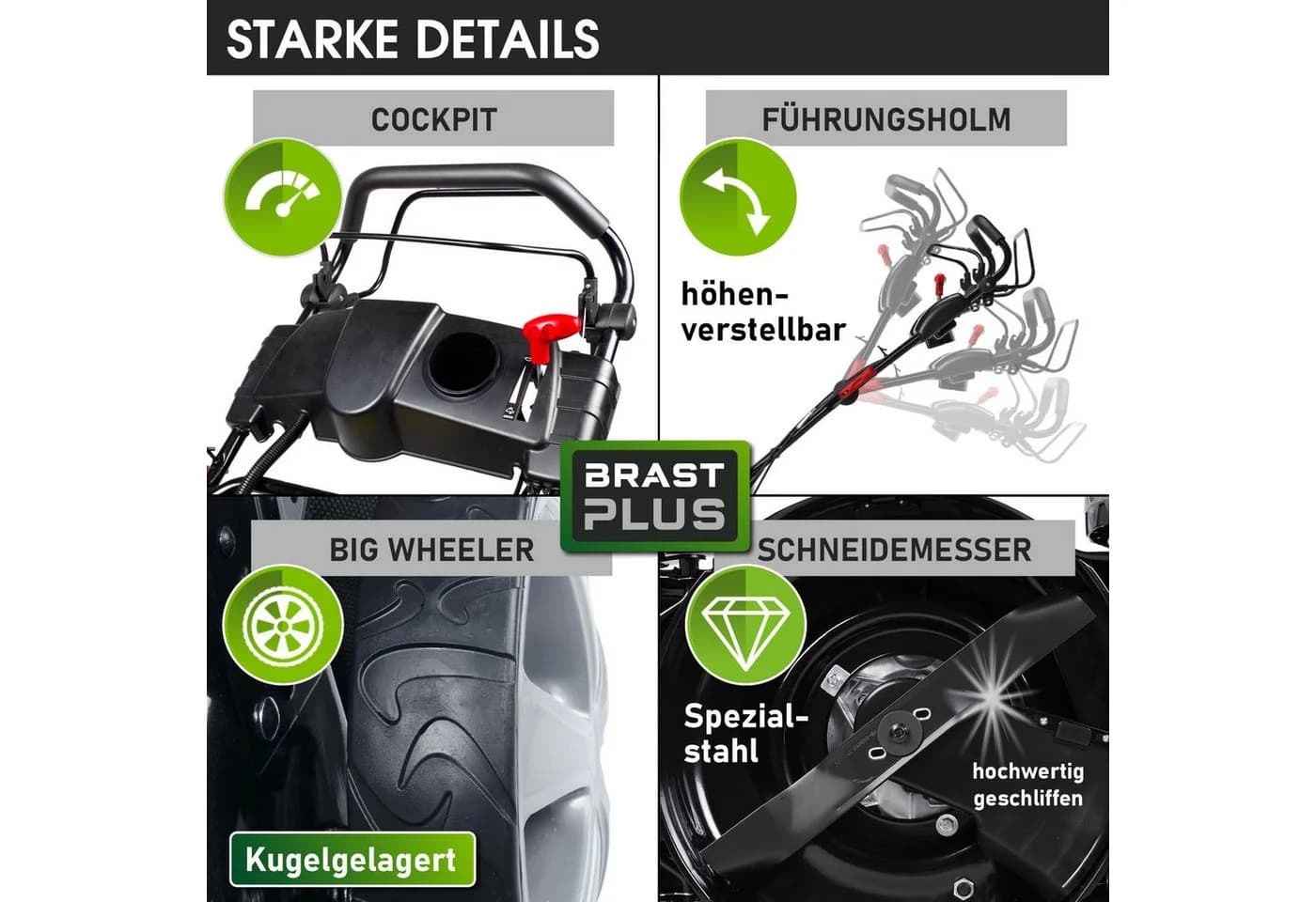 BRAST Benzinrasenmäher 3,5kW Elektrostart 46cm Schnittbreite - Bild 5