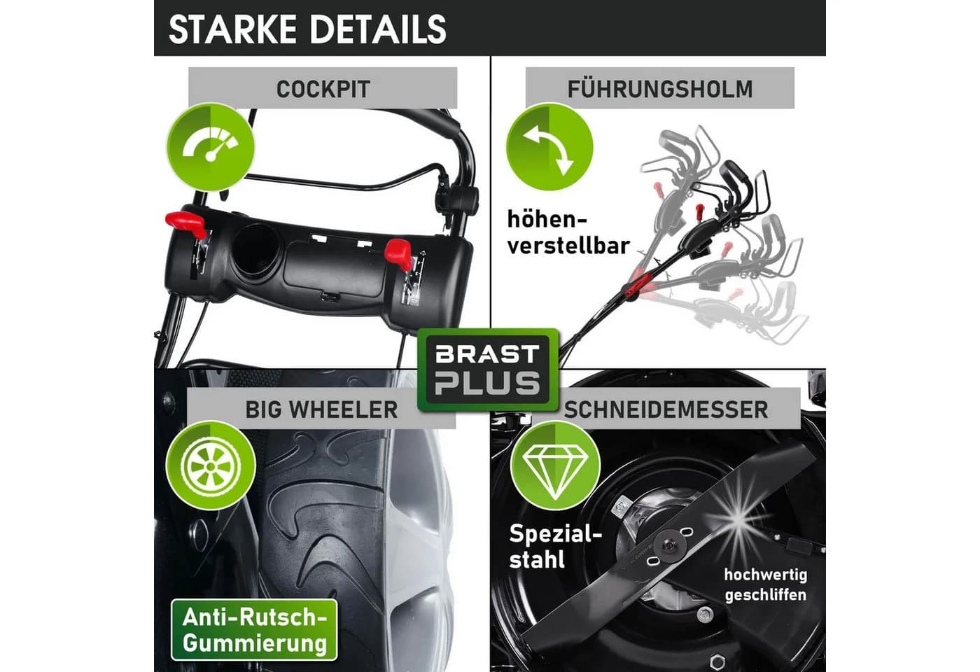 BRAST Benzinrasenmäher Trike 53cm Stahlgehäuse 4-Takt Motor - Bild 5