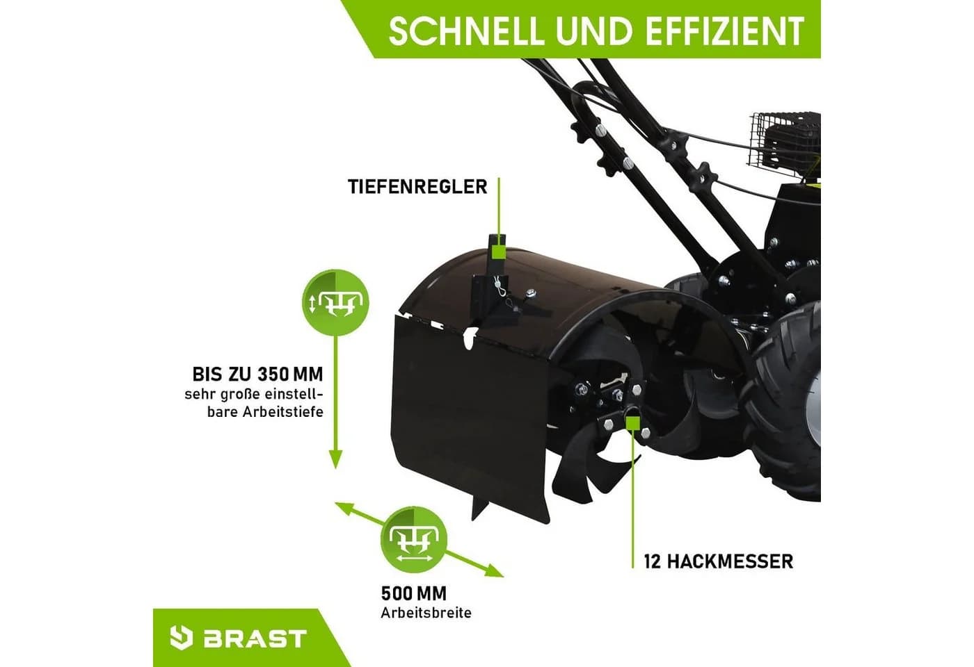 BRAST Benzinmotorhacke 7500 B&S Gartenfräse 5,15 kW (7 PS) 50 cm Arbeitsbreite - Bild 5