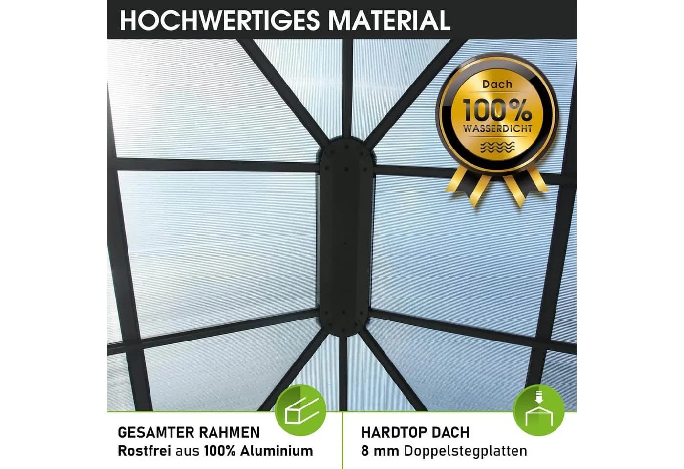 BRAST Pavillon Premium Aluminium Grau Anthrazit mit Moskitonetz - Bild 5