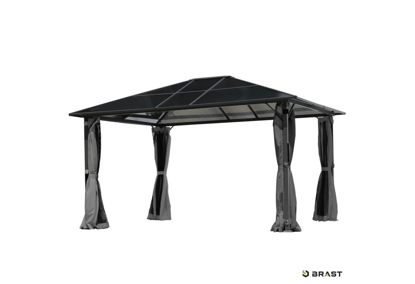 BRAST Premium Aluminium Gartenpavillon Grau mit Moskitonetz und LED - Bild 2