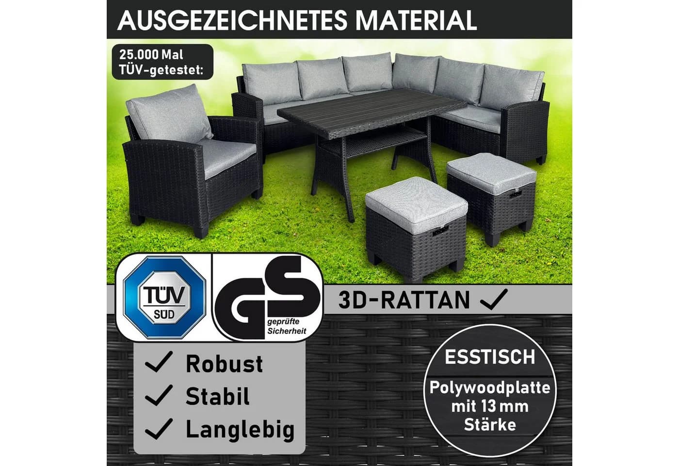 BRAST Gartenlounge-Set Hacienda bis zu 10 Personen TÜV-geprüft