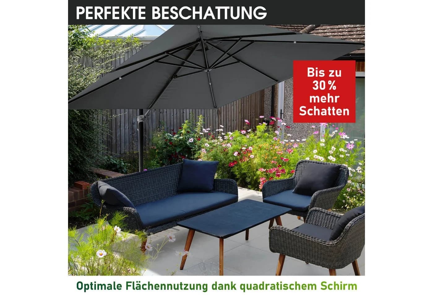 BRAST Ampelschirm Alu UV-Schutz 50+ 360° Drehbar - Bild 3