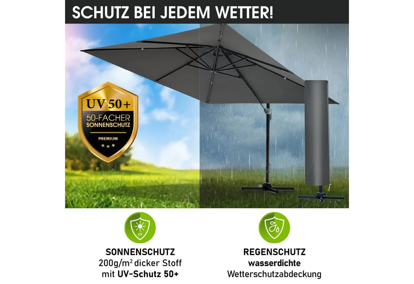 BRAST Ampelschirm Alu UV-Schutz 50+ 360° Drehbar - Bild 5