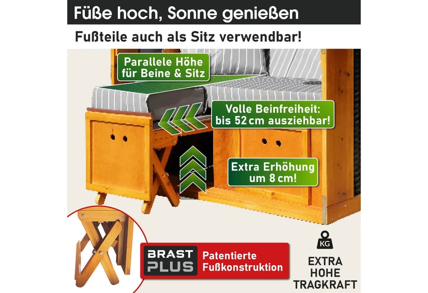 BRAST Strandkorb Rügen Deluxe Volllieger 2-Sitzer Grau Polyrattan - Bild 3