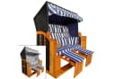 BRAST Strandkorb 3-Sitzer XL Blau/Weiß Polyrattan Bild 2