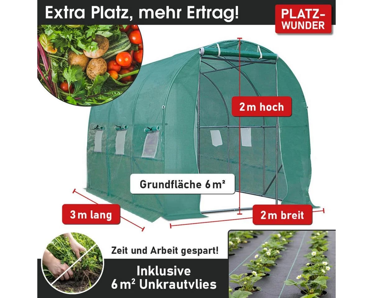 BRAST Foliengewächshaus 2x3m UV-stabilisierte Gitterschutzfolie - Bild 3