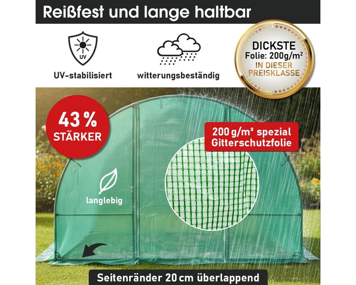 BRAST Foliengewächshaus 2x3m UV-stabilisierte Gitterschutzfolie - Bild 5