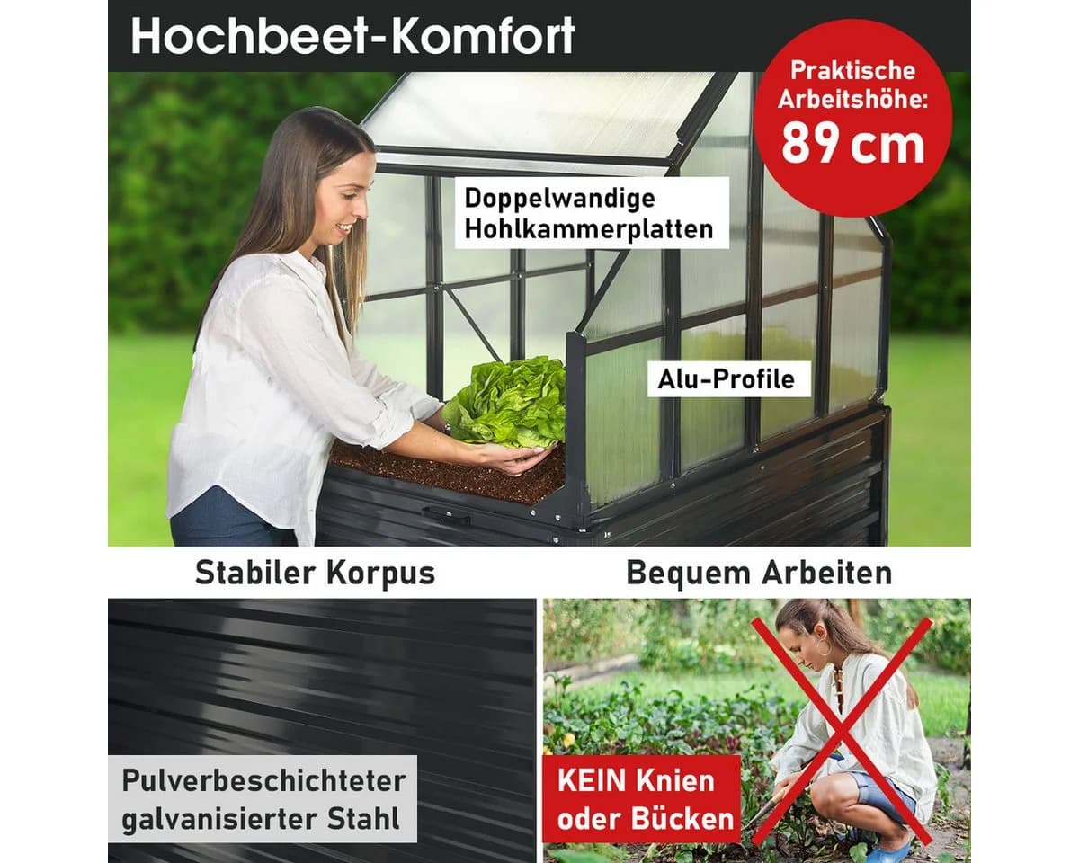 BRAST Hochbeet 2in1 mit Alu-Gewächshaus-Aufsatz - Bild 3