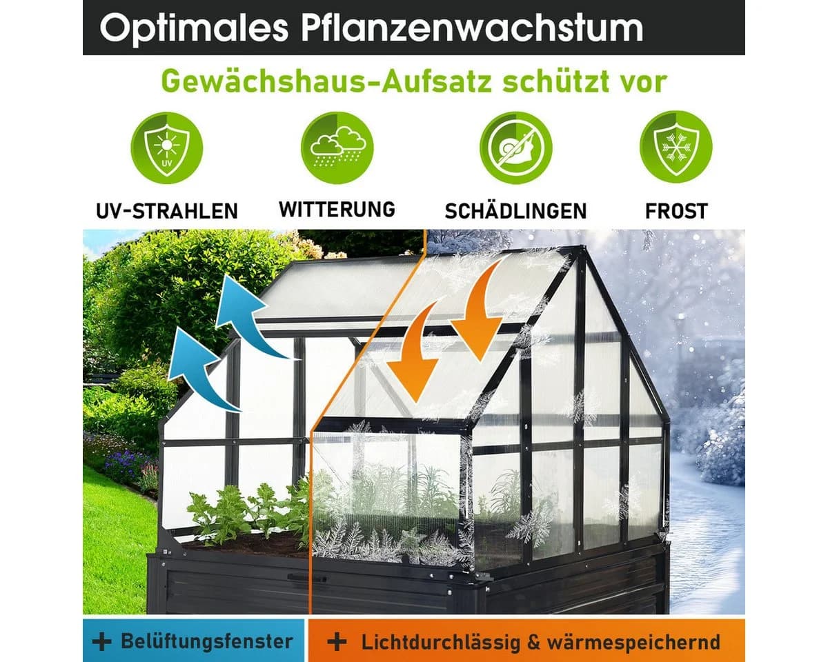 BRAST Hochbeet 2in1 mit Alu-Gewächshaus-Aufsatz - Bild 4