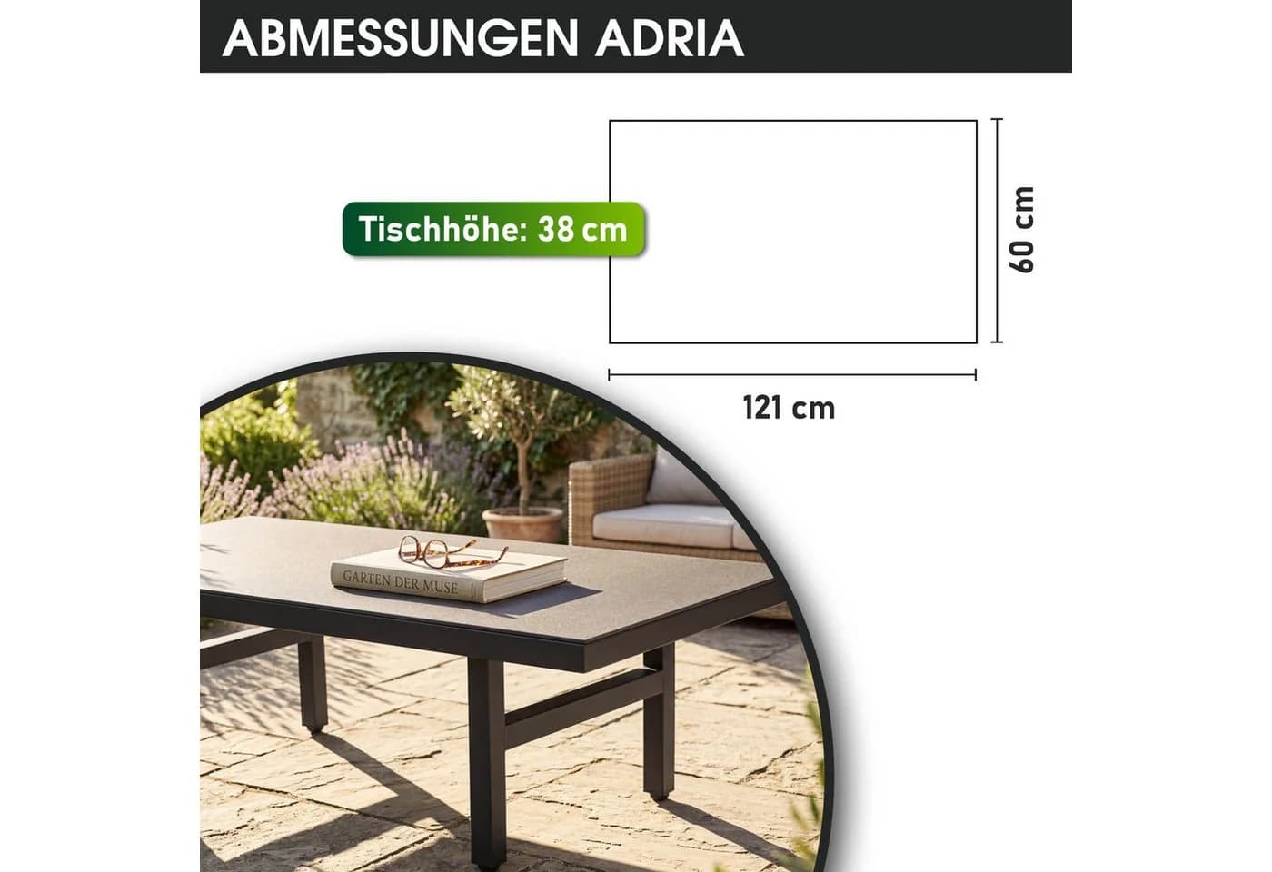 BRAST Loungetisch Adria Aluminium Grau ESG-Glas - Bild 3