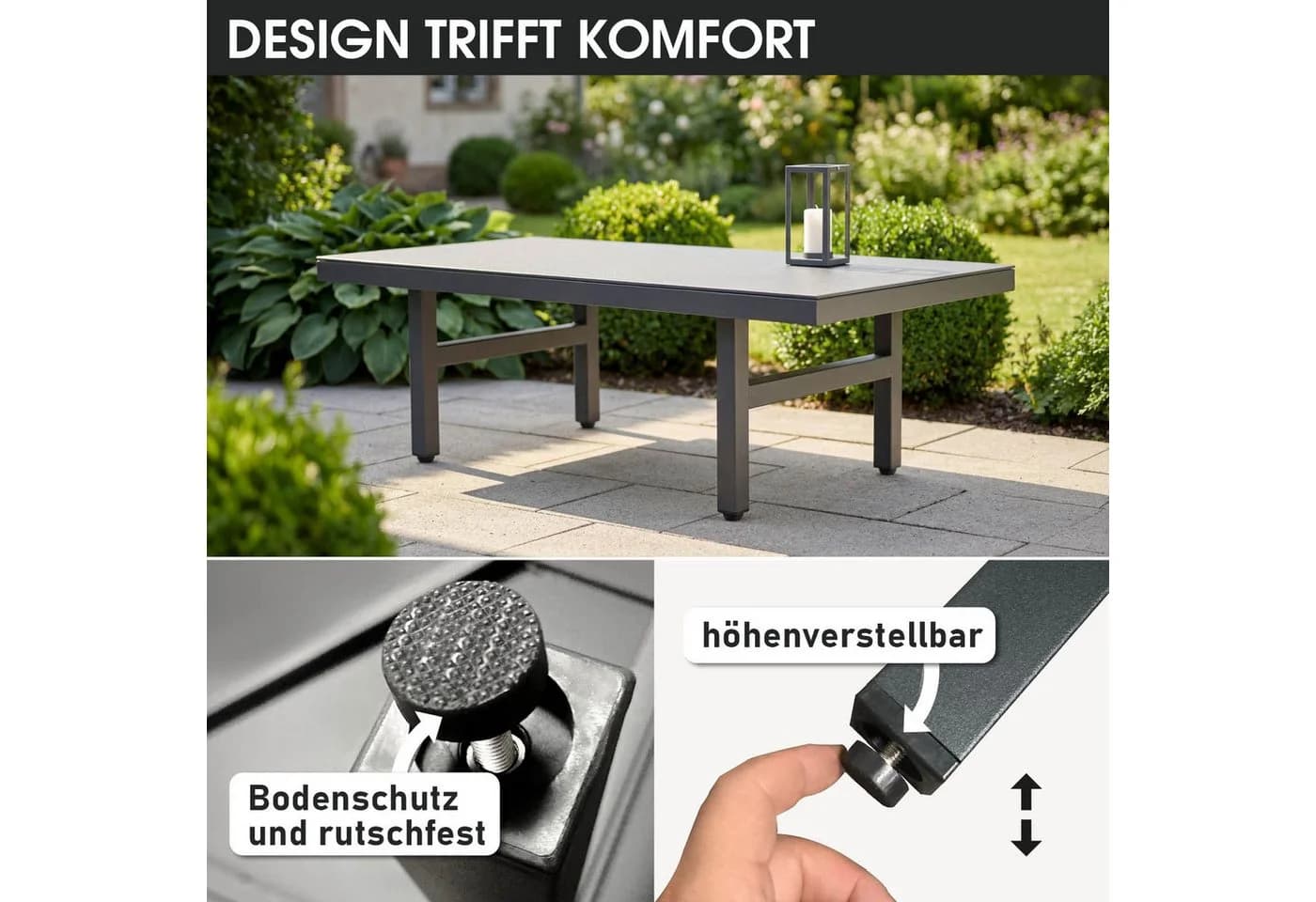 BRAST Loungetisch Adria Aluminium Grau ESG-Glas - Bild 4