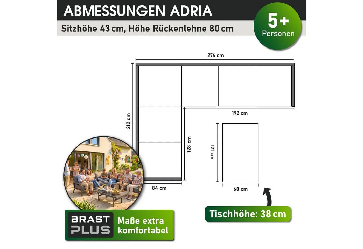 BRAST Gartenlounge-Set Adria Aluminium Grau 5-Sitzer - Bild 3