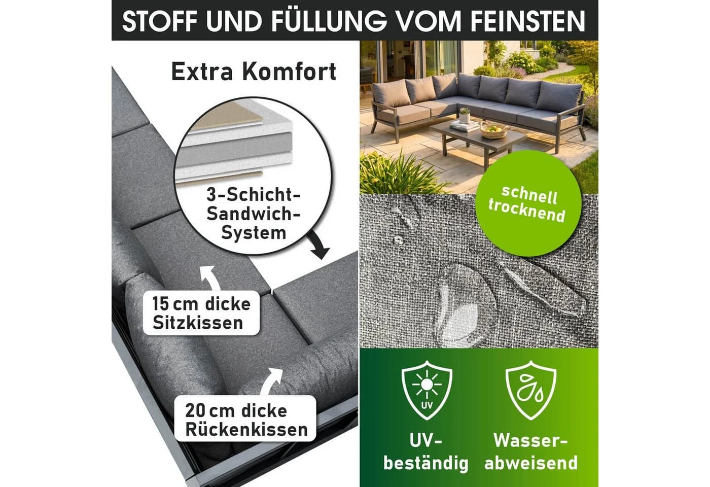 BRAST Gartenlounge-Set Adria Aluminium Grau 5-Sitzer - Bild 4