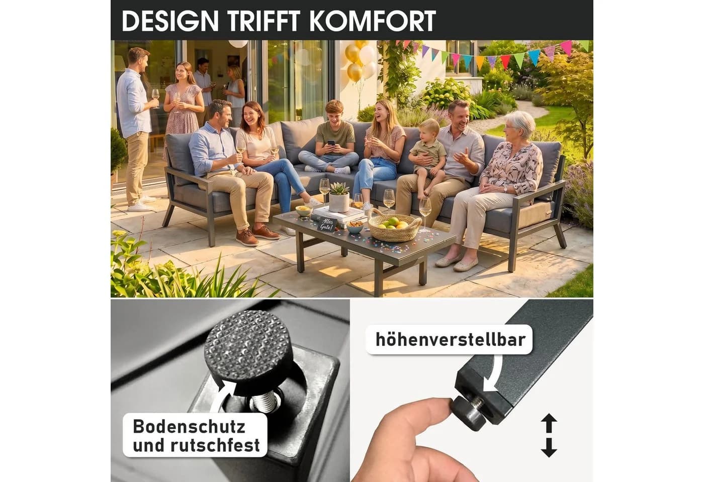 BRAST Gartenlounge-Set Adria Aluminium Grau 5-Sitzer - Bild 5