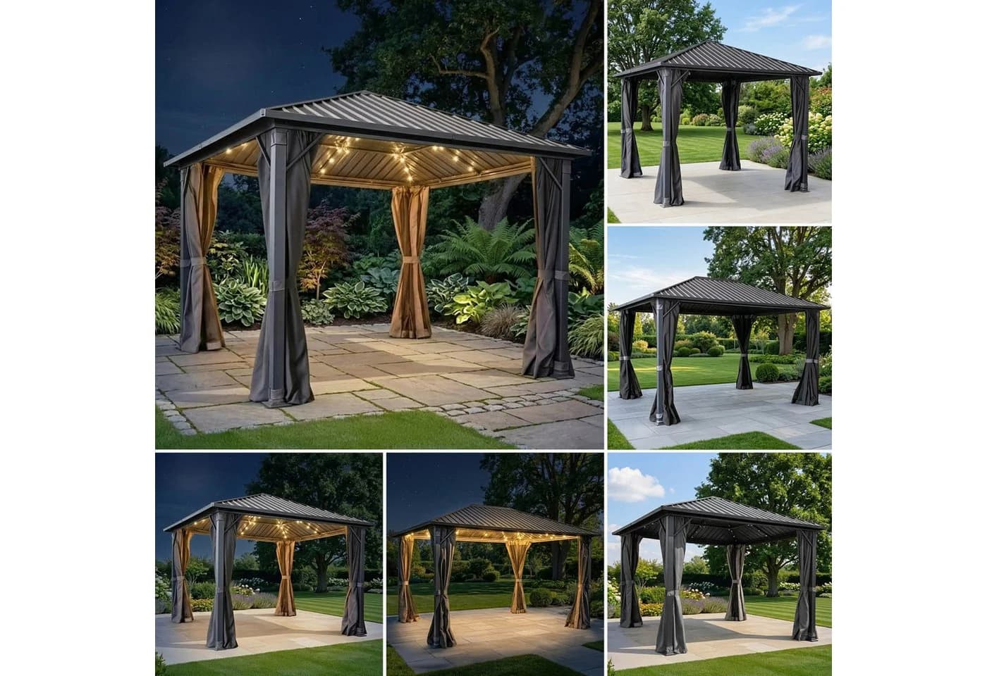 BRAST Pavillon Aluminium Miami Anthrazit mit Hardtop & LED - Bild 2