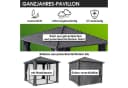 BRAST Pavillon Aluminium Miami Anthrazit mit Hardtop & LED Bild 4