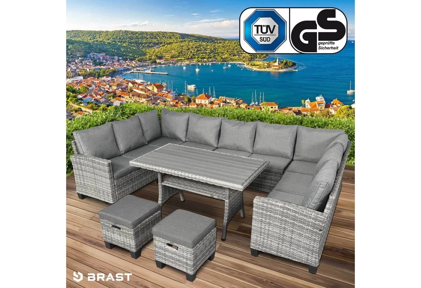 BRAST Gartenlounge-Set Family bis zu 11 Personen TÜV-geprüft Outdoor Loungemöbel