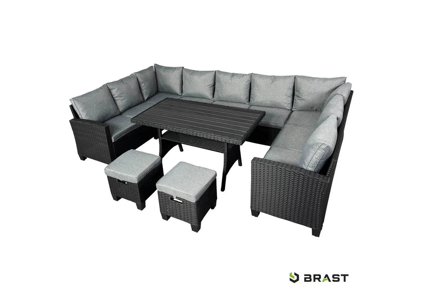 BRAST Gartenlounge-Set Family 11-tlg. Grau/Schwarz Polyrattan - Bild 2