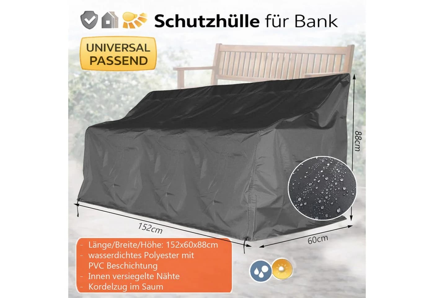 Quick Star Gartenmöbel-Schutzhülle Grau Wasserdicht