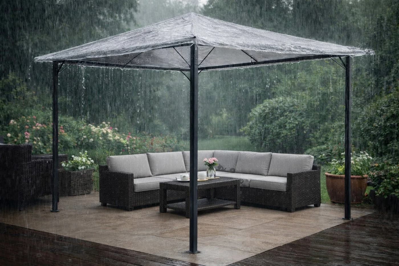 Quick Star Pavillon-Schutzhülle 3x3m Transparent PVC - Bild 3