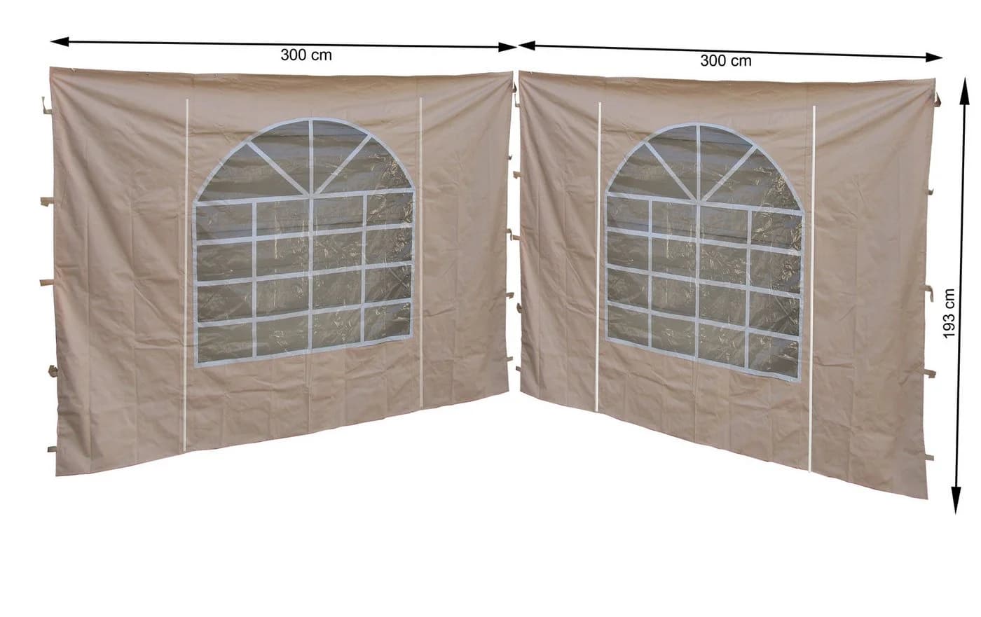 Quick Star Pavillonseitenteil 2x 300x193cm mit PVC Fenster Beige - Bild 2