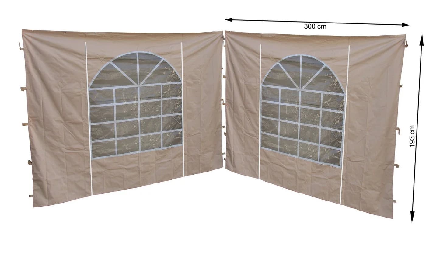 Quick Star Pavillonseitenteil 4 Seitenteile mit PVC Fenster 300x193cm Beige