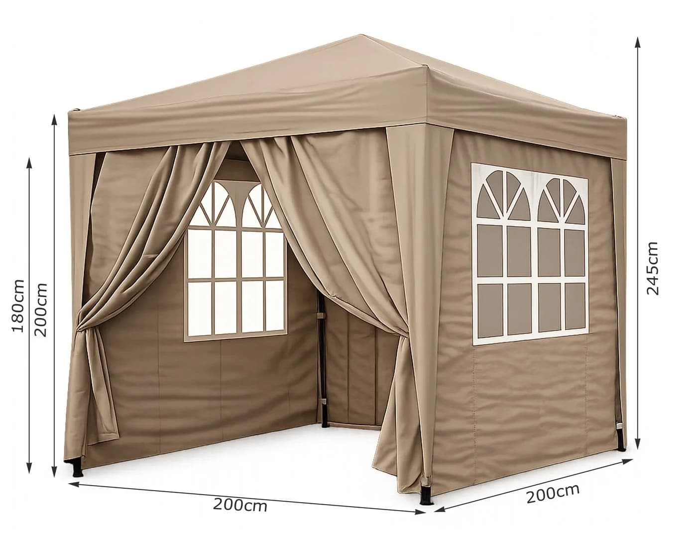 Quick Star Faltpavillon Pop-Up Beige mit 4 Seitenteilen - Bild 3