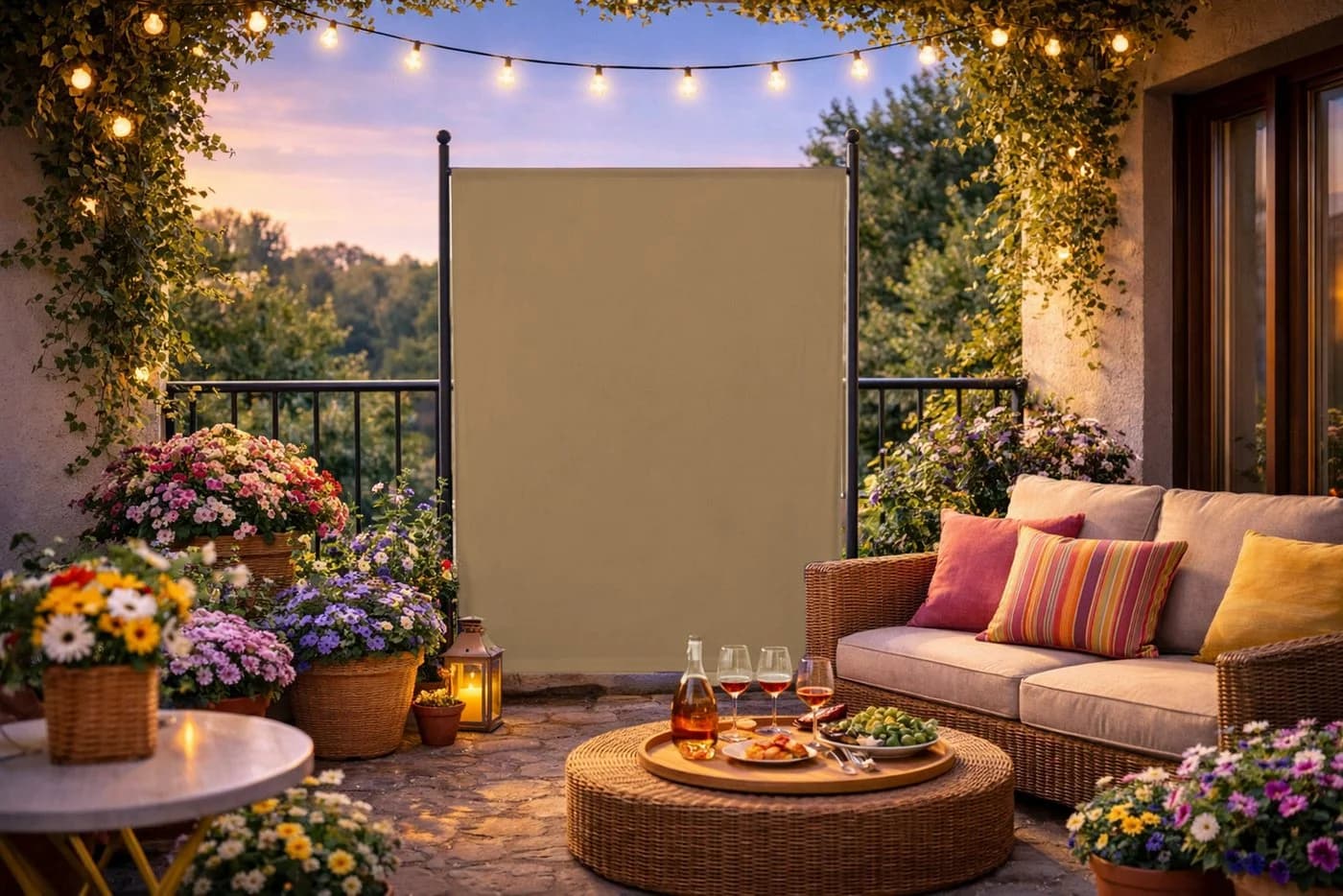 Quick Star Paravent Stellwand Outdoor Wetterfest Beige