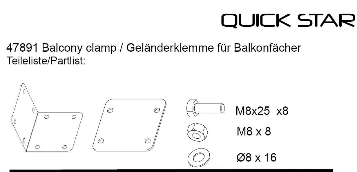Quick Star Balkonklemme Flachhandlauf Grau Sichtschutz - Bild 5