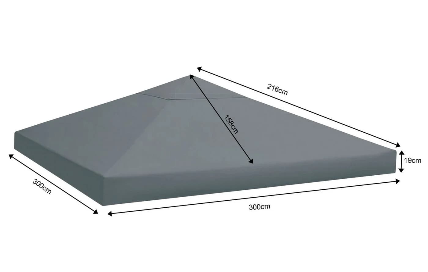 Quick Star Pavillon-Ersatzdach 3x3m Grau mit 2 Seitenteilen - Bild 3