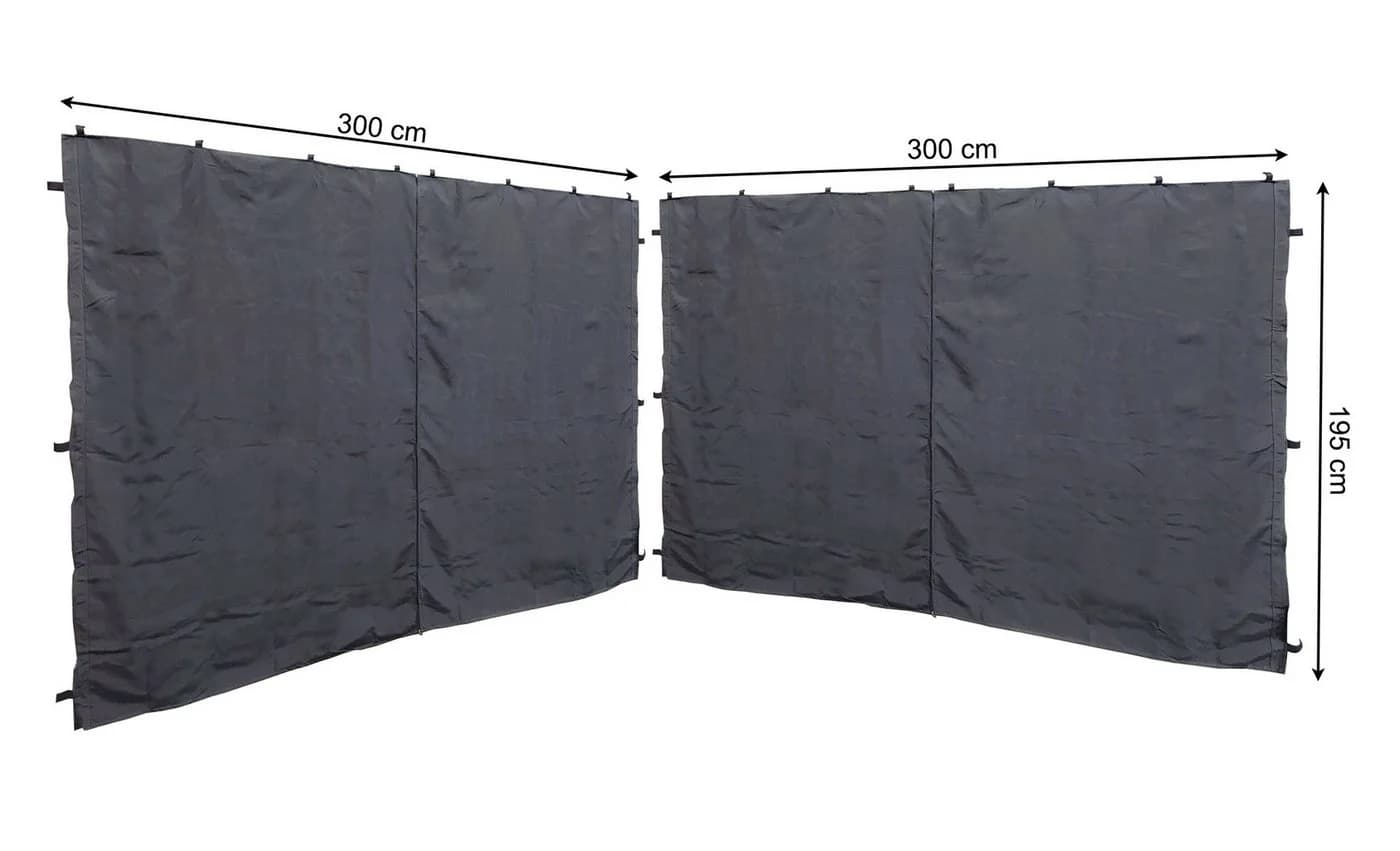 Quick Star Pavillon-Ersatzdach 3x3m Grau mit 2 Seitenteilen - Bild 5