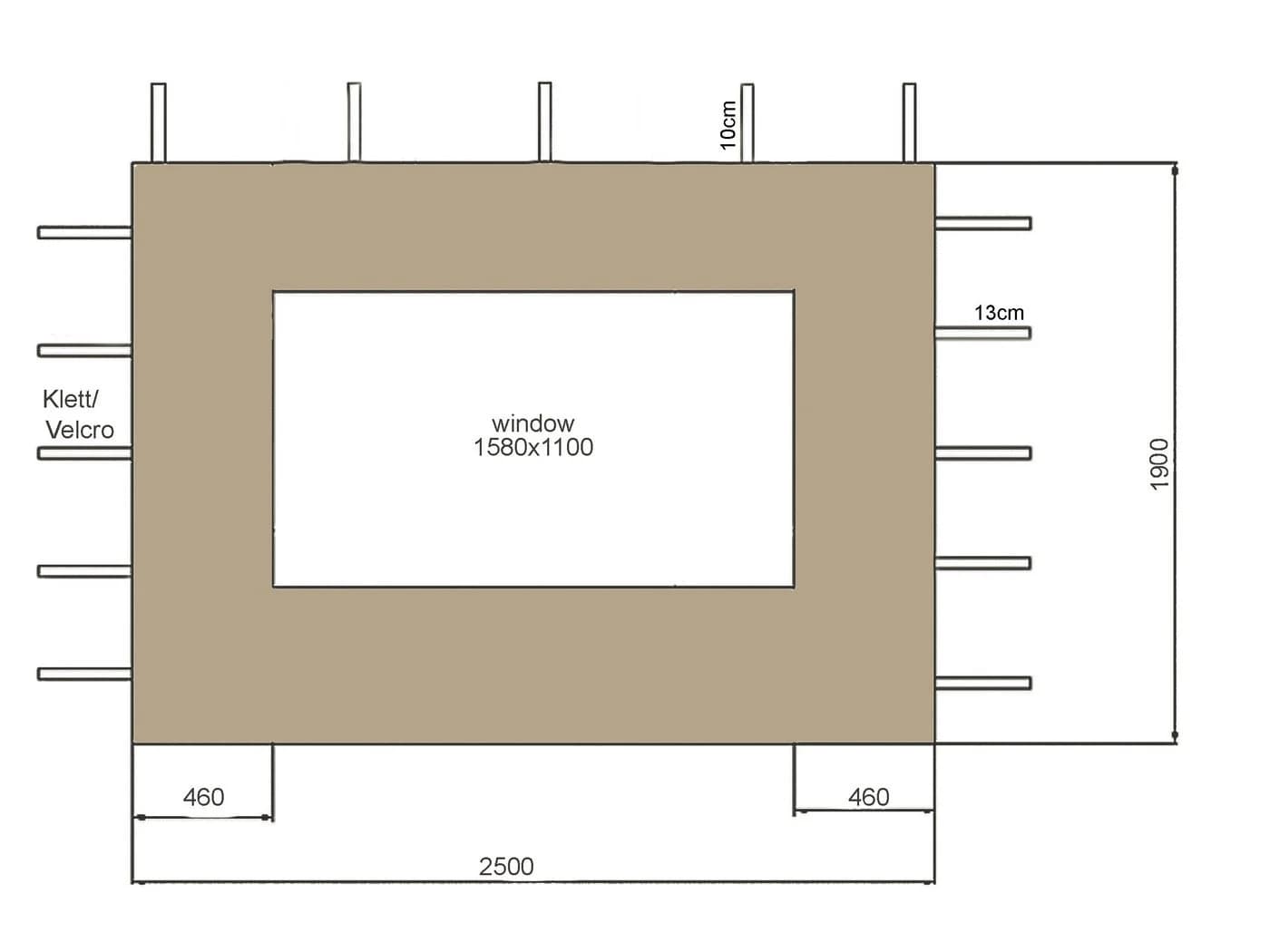 Quick Star Pavillon-Seitenteil 2-tlg. Beige mit PE-Fenster - Bild 3