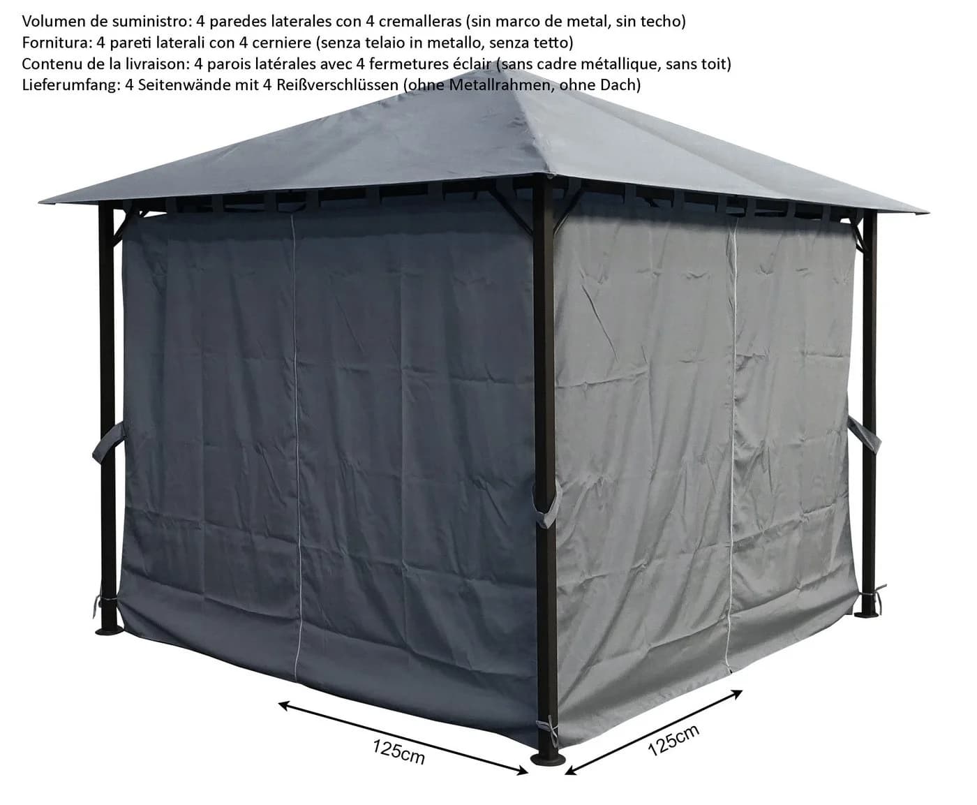 Quick Star Pavillon-Seitenteile Set 4-tlg. Grau für Nizza 3x3m